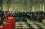 Пушкин на лицейском экзамене в Царском Селе 8 января 1815 года. Илья Репин, 1911 г.