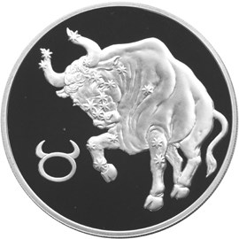 Монета Телец, три рубля (2004 г.), серебро