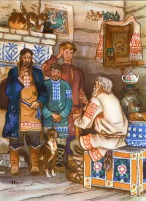 Иллюстрация к сказке Конек-Горбунок, художник Кочергин Н. М. (1897 – 1974)