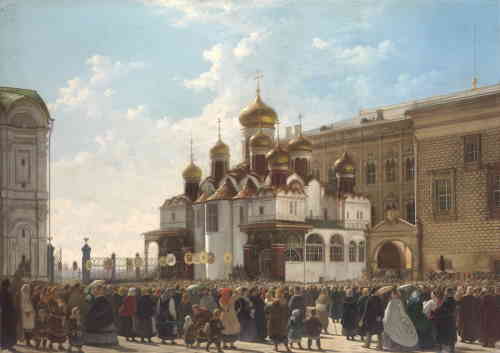 Крестный ход у Благовещенского собора в Московском Кремле (Бодри К.П.)